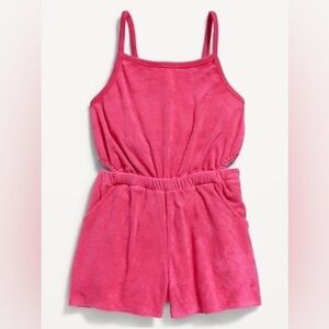 Old Navy Girls Terry Side-CutOut Cami Romper in Flower Trail Pink, XL (14-16)